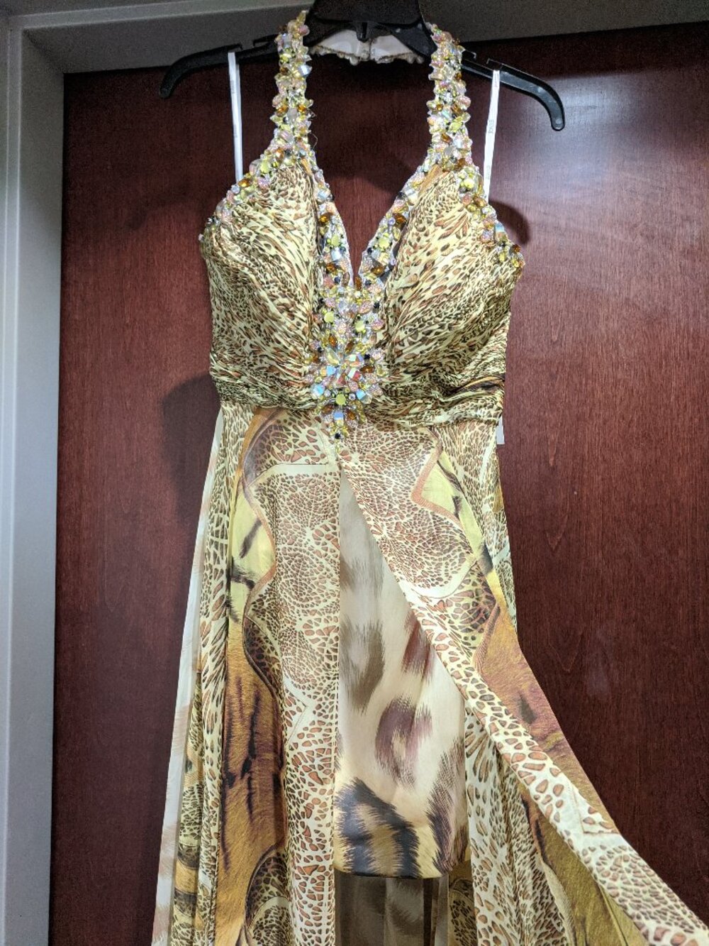 Tony Bowls 2351225 Size 14 Gold Printed Prom Dress - Picture 3 of 6